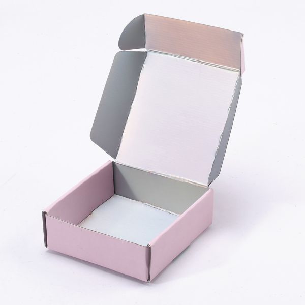 Custom Logo Iridescent Holographic Retail Stand Box for Pink Recyclable Mailer Box
