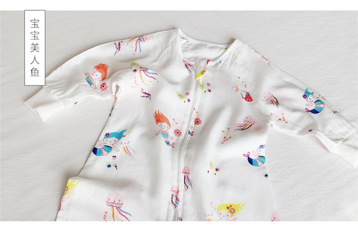 Infants Toddlers Long Sleeves Muslin Baby Pajamas Baby Jumpsuits With Safety Printing