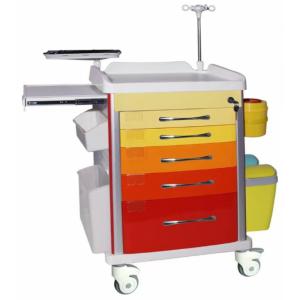 China Red Dispensing Anesthesia Cart Aluminum Steel ABS Material factory