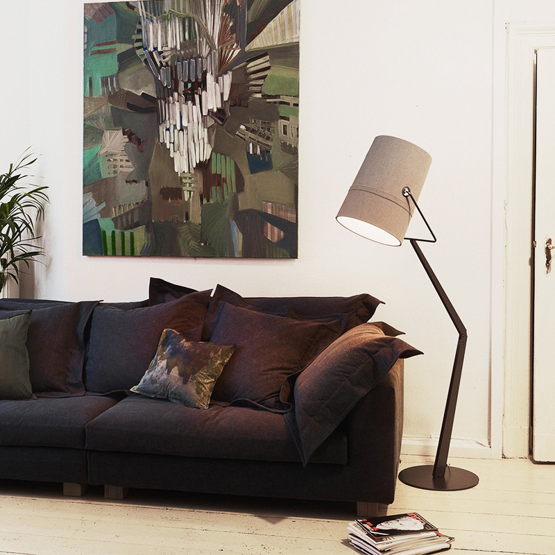 Fabric Metal R7s Modern Floor Lamp Indoor Decoration Lighting White Black