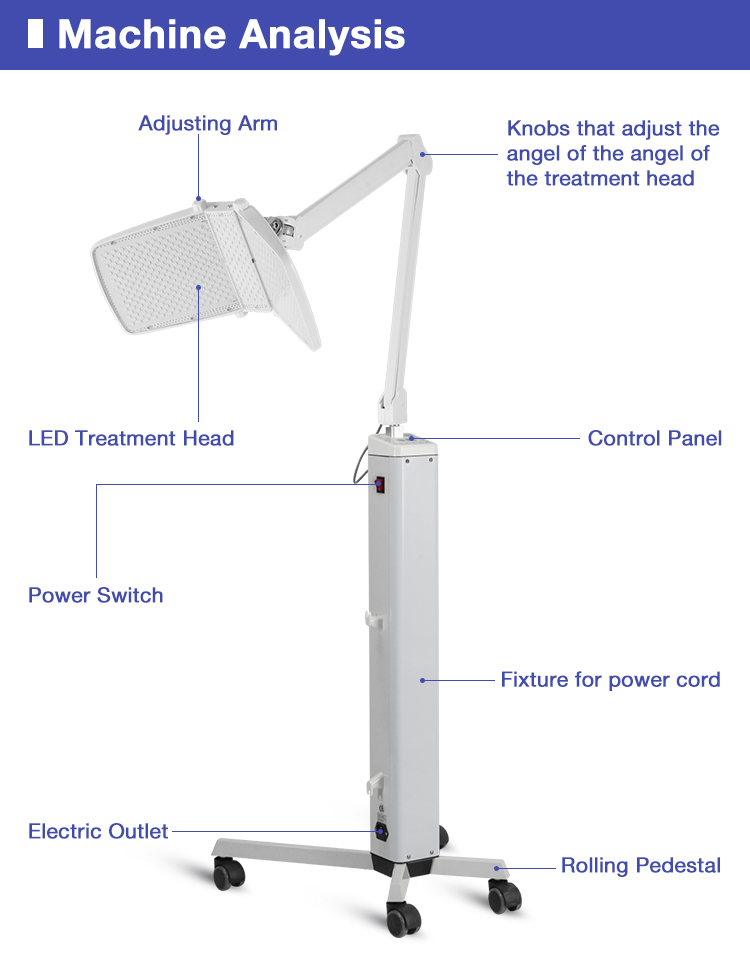 Cold Laser Oxygen Facial Treatment Machine Blue PDT Led Therapy Beauty Equipment
