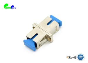 China SC SM UPC Simplex Metal Fiber Optic Adapter With Flange Blue Color Dust Cap factory
