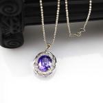 Women Fashion Oval Garnet Cubic Zirconia Pendant 925 Sterling Silver Jewelry