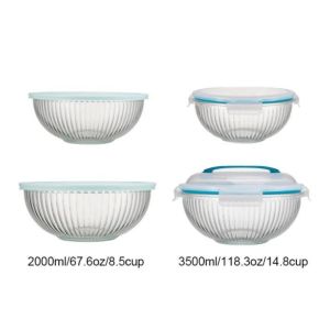 Borosilicate Glass Mixing Bowl 500ml-3500ml with PE Lid