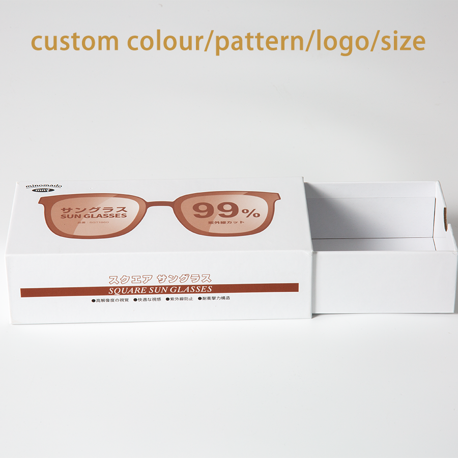 Sun Eyeglasses Box White Coated Paper Box Custom Size Accepted Gold Foil Printing