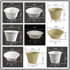 China BIO-DEGRADABLE BAGASSE BOWL, HOT AND COLD FOOD, WITH COLVER/LID, SUITABLE FOR HOLDING SALAD, HOT SOUP, RICE, ICE CREAM factory