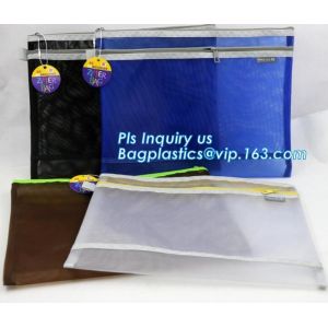 promotion pvc binder file A4 mesh zipper waterproof bag from professional
