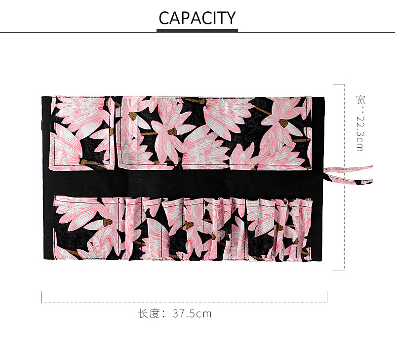 Pink Flower Print Travel Cotton Organizer Cosmetic Bag