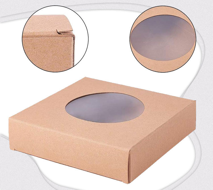 Food Packaging Boxes with Custom Round Window Front and Recycled Material Made of Kraft Paper