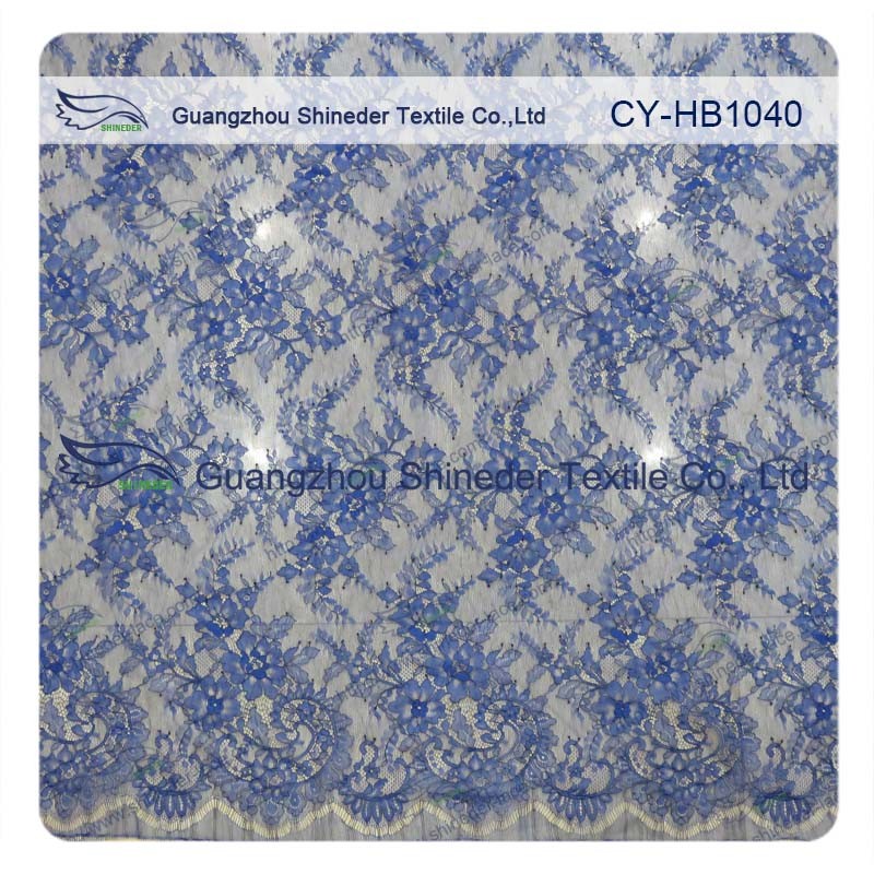 Colored Eyelash Embroidered Lace Trim , Bridal Gown Floral Lace Fabric