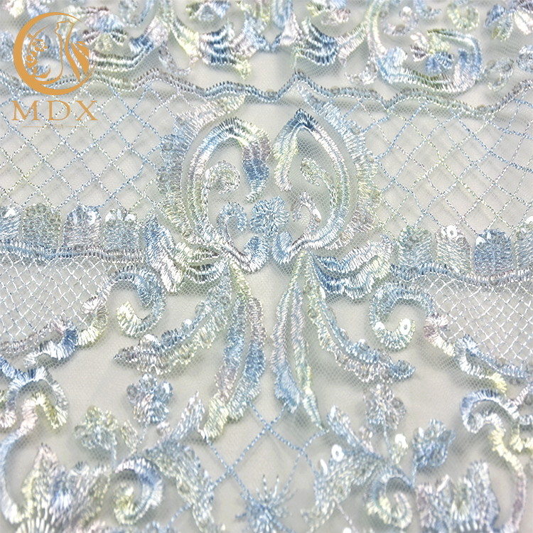 Soft Touching Sparkly Lace Fabric Embroidery Mesh 135cm Width For Dressmaking