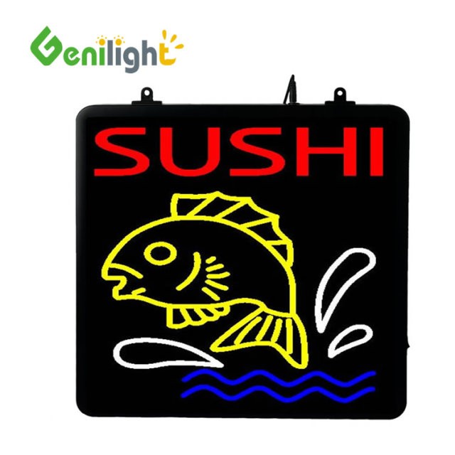 53*45cm Custom LED Neon Open for Fishing Tackle Shop ABS Outframe and Animation Display Function