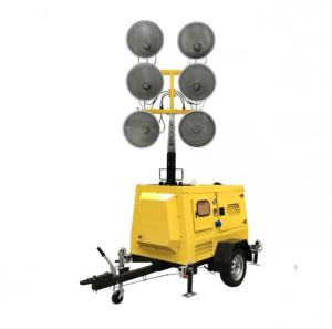 China Hydraulic Lifting Mobile Light Tower , IP54 6*1000W Metal Halide Lamp factory