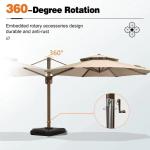 Outdoor Garden Patio 360 Degree Rotation Aluminium Double Roof Umbrella Deluxe