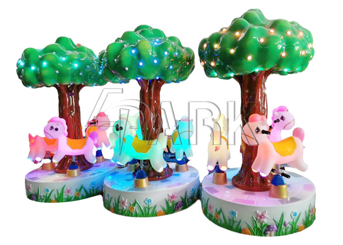 China Coin Operated Tree Carousel 3 Players Horse Kiddie Rides factory