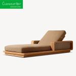 Hotel Function Patio Garden Outdoor Furniture Weathered Solid Wood Daybed Lounge