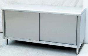 China Enclosed Restaurant Stainless Steel Work Table With Slided Door , 1600x600x800mm factory