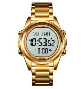 China azan watch 1667 Qibla Relojes multi-function multi-mode hunted watch online Muslim Clock Digital Luxury Men Wrist Watche factory