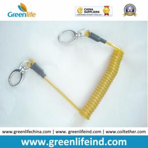 China Yellow Spring Coil Steel Lanyard W/Oval Metal Hook factory