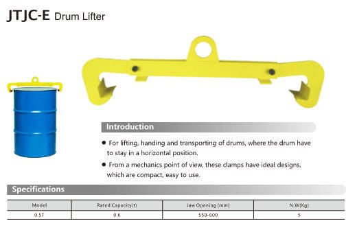 China Elevate Your Drum Handling with JTJC-E Jerrican Clamp Mechanical Lifting Devices factory