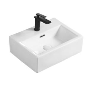 China White Countertop Porcelain Wash Sink Rectangular Ceramic Bathroom Basin Sink factory