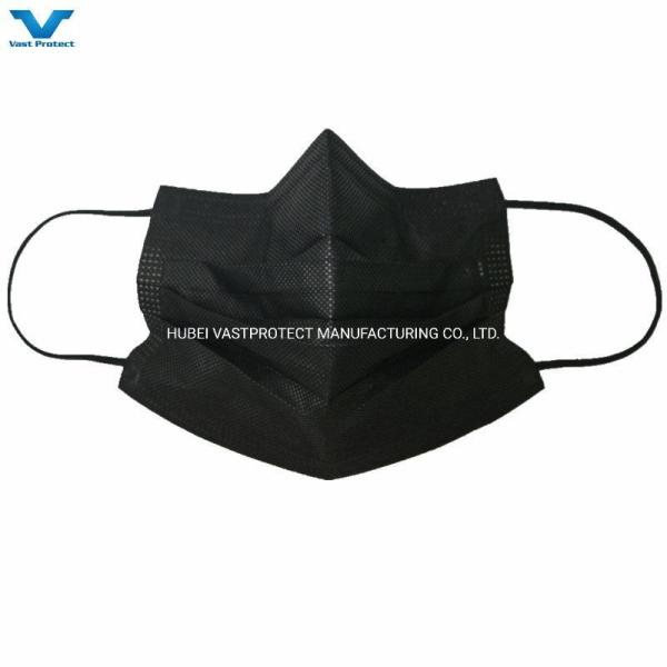 Flat Bfe 90 95 99 Protective Earloop PP 3ply Non-Woven Disposable Black White