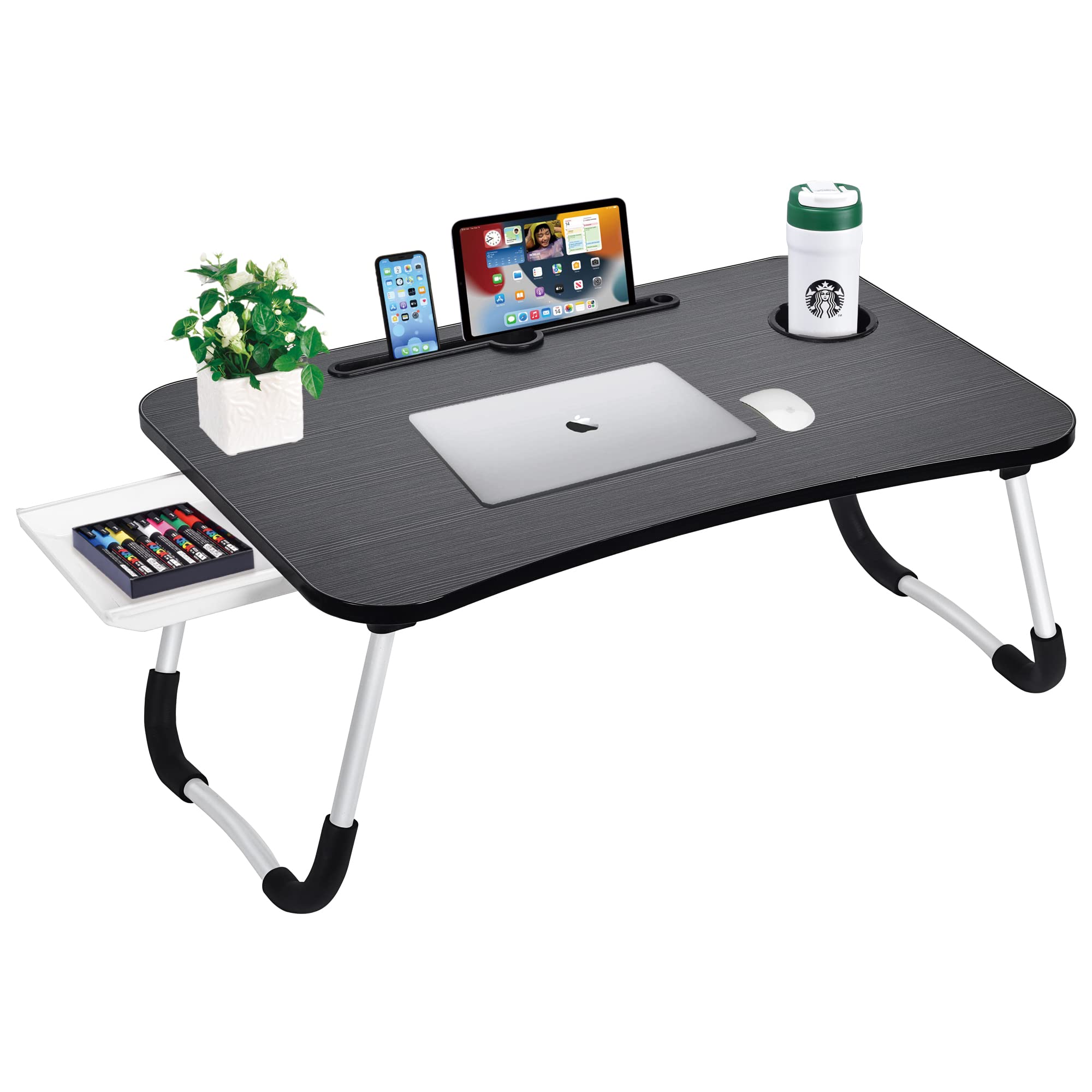Portable Foldable Laptop Bed Table Desk Tray with Cup Holder 15.7"D x 23.6"W x 11"H