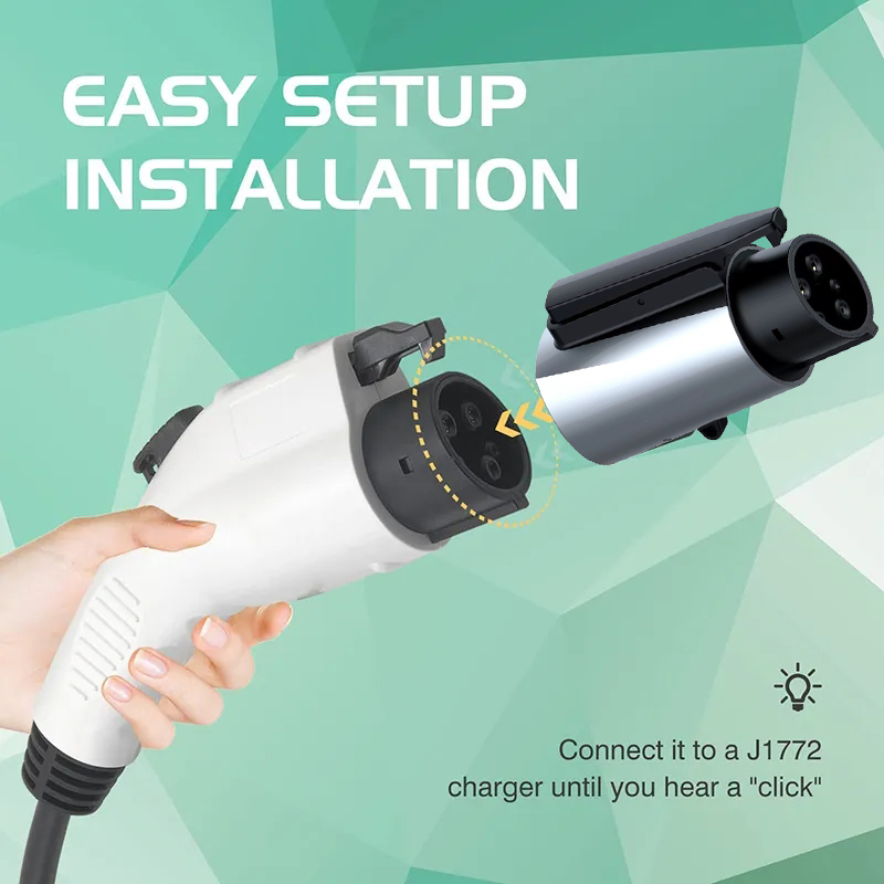20KW Rated Power Black and Silver Tesla to Type 1 J1772 EV Charger Connector Adapter for Engergy Electric Car Charging