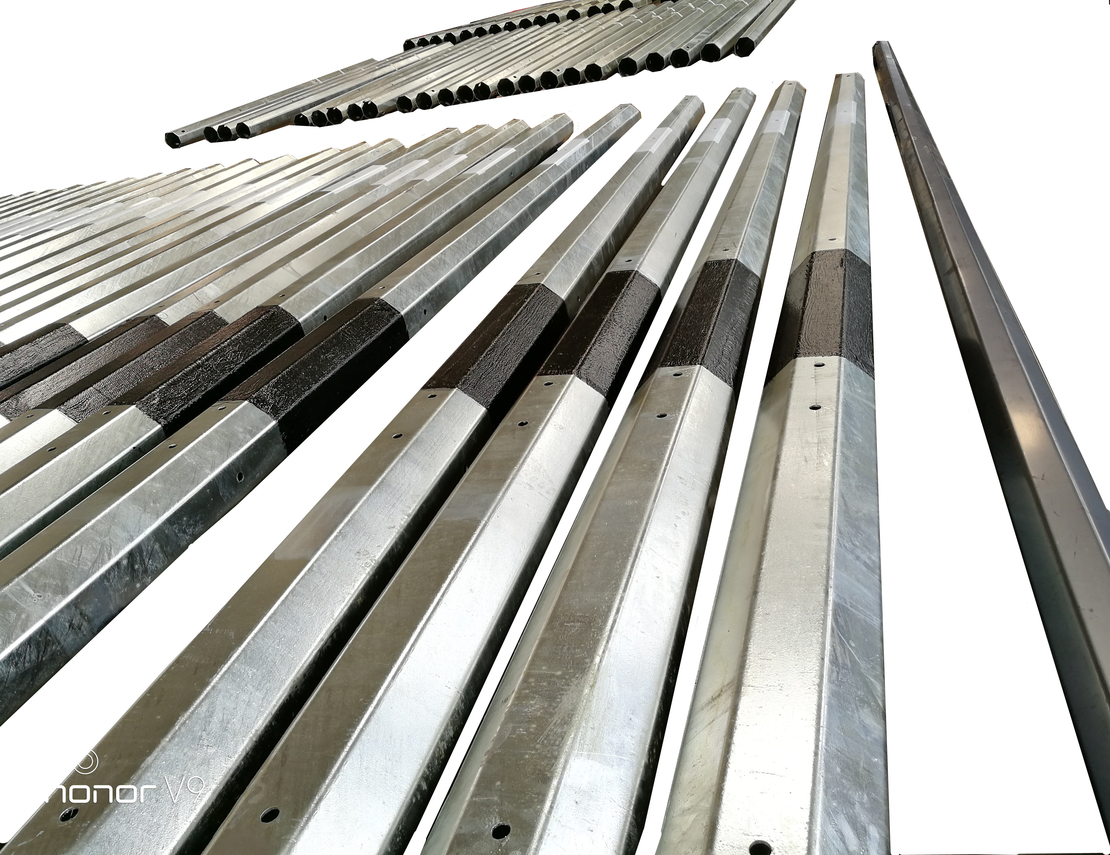 AWS Welding 15kv Galvanised Metal Posts Electric Power Distribution Pole