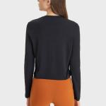 High Elastic Long Sleeve Crop Tops Workout Athletic Gym Cropped Casual