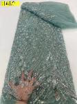Latest fashionable aso ebi beaded lace wedding dress with shiny beaded French