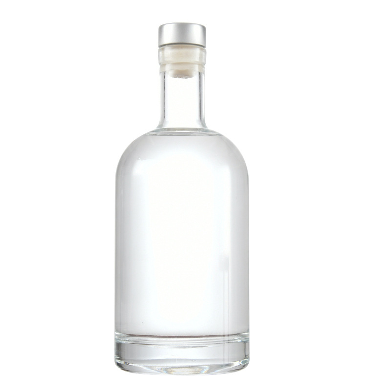 Customization Clear Glass Vodka Whiskey Gine Bottles with Lid Collar Material Provided