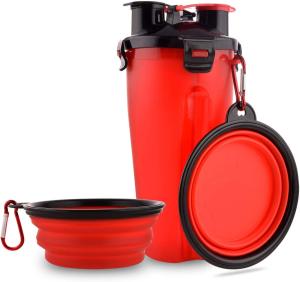 China 2 in 1 350ml Pet Dog Water Food Bottle Collapsible Bowls with Carabiner factory