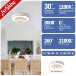 1stshine 20" White Dimmable LED Light Ceiling Mounted Box Fan 5 Speeds for