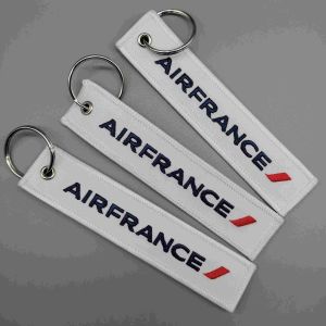AIRFRANCE Cotton Custom Embroidered Keychain Reversible Mirror Finish Custom