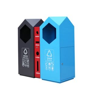 Colourful Metal Recycling Trash Bin Touch-Free Street Waste Bin