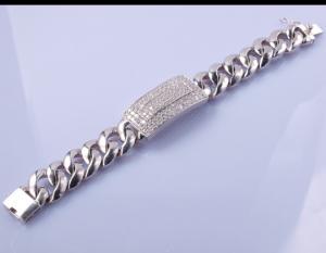 China 96.25 Grams 925 Silver CZ Bracelet 19cm Matching Magnetic Bracelets For Couples factory