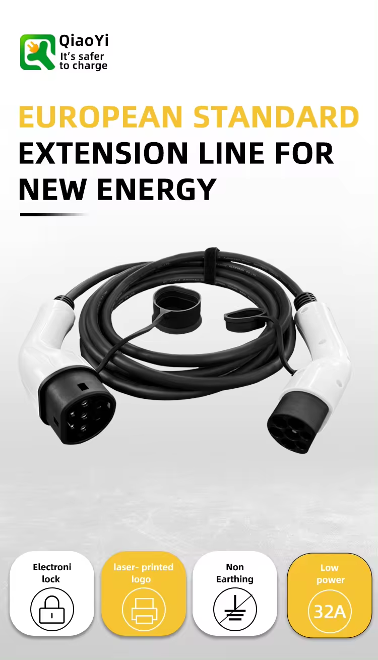 22OV AC Type2 Plugs Charging Extension Cable for Retrofit/Upgrade Purpose Electric Vehicle Charging Station Compatible
