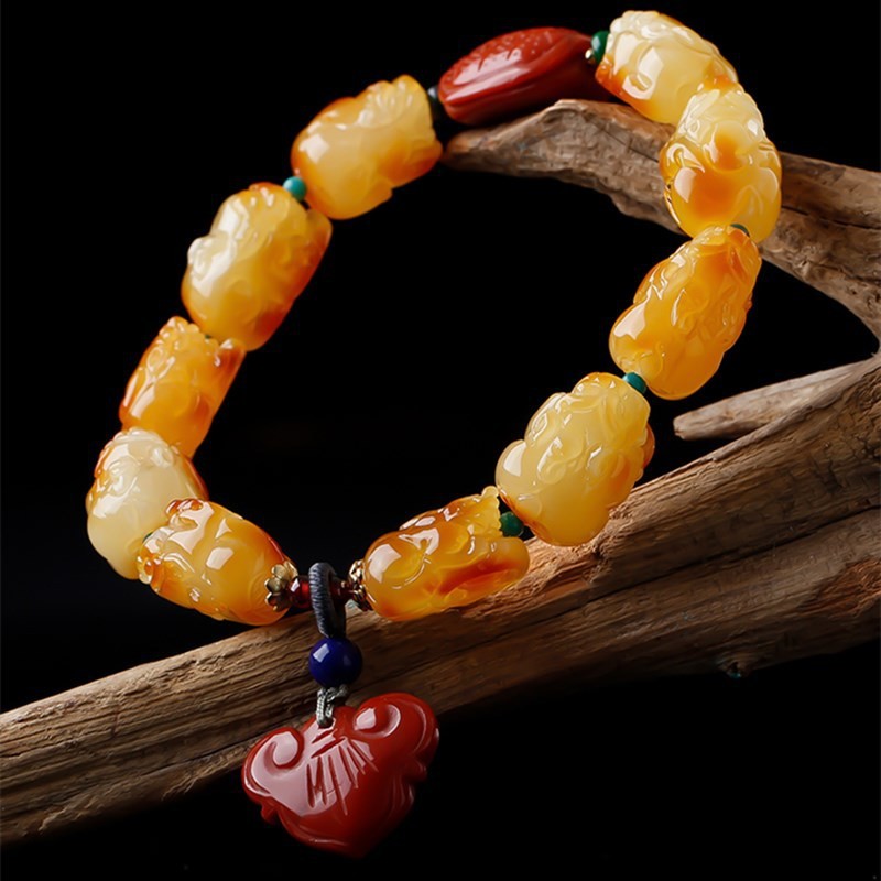 Wholesale Natural Healing Handmade Crystal Honey Amber Raw Stone Bracelet For Gift Souvenir Fine Jewelry Factory Real Classic 10mm Natural Crystal