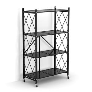 China Home Kitchen 4 Tiers Metal Folding Shelf With 4 Wheels factory