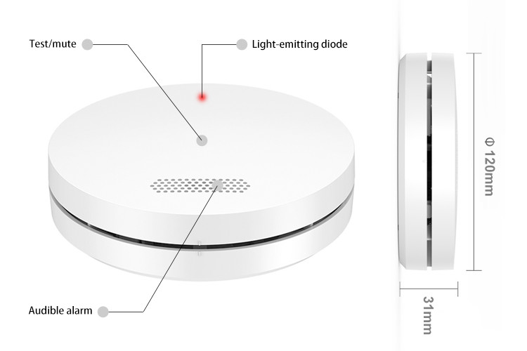 10 Year Lithium Battery TUV CE Fire Alarm Smoke Detector For Hotel And Home Security