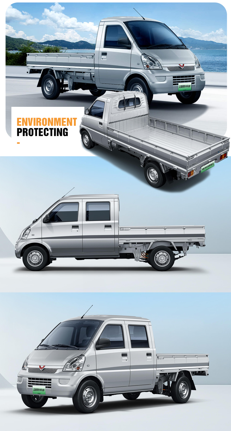 Wuling Miniev Zhengtu Pickup 4x4 Electric Truck with Trailer 2-door 2-seater Van Trickle Charge 9 Hours Mini Cargo Truck