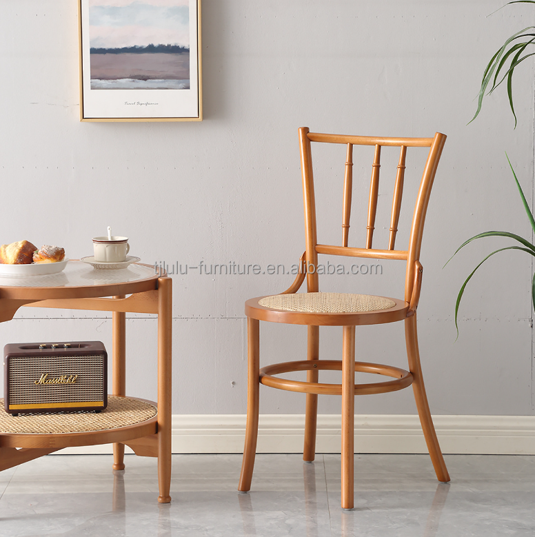 Modern Design Rattan and Solid Wood Dining Chair for Restaurant W36*D42*H88 cm