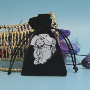 China Durable Gift Bracelet Black Velvet Drawstring Bag Wear Resistant Custom Made factory