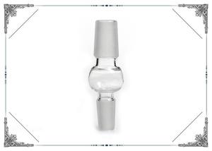 China 14mm to 18mm Straight Double Male Clear Glass Adapter​ With Ball For Water Pipe factory