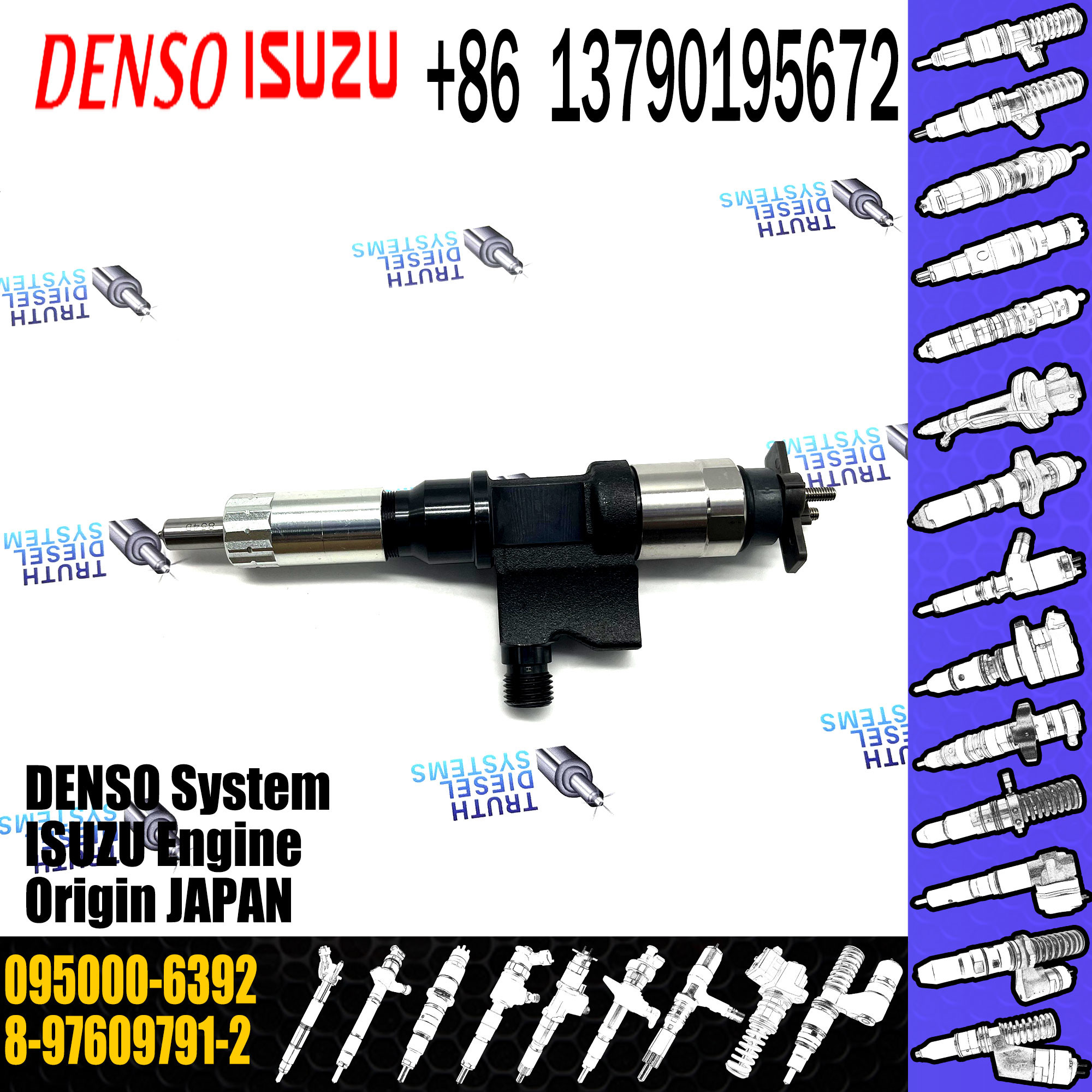 New Diesel Fuel Injector 095000-6392 0950006392 095000-6390 8-97609791-2 8-97609791-5 for I-SUZU engine 4HK1