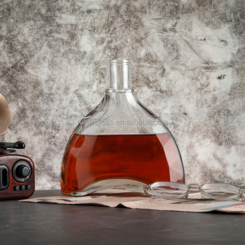 500ml 750ml Frosted Wine Glass Vodka Bottle with Cap Collar Material Aluminum Plastic PP