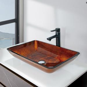 China 110mm Rectangular Table Top Wash Basin Table Top Counter Design Tempered Glass factory
