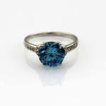 Fashion Sterling Silver with Round 9mm Created Tanzanite and CZ Diamonds Ring