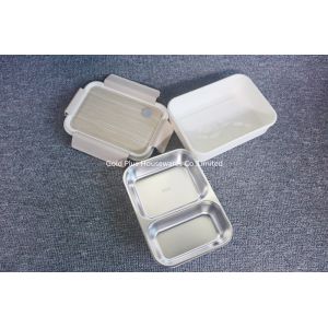 Single Layer Stainless Steel Food Container Rectangle With 2 Compartments